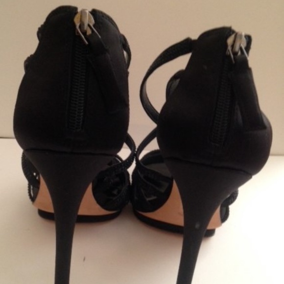 BCBG Black Sparkle Mini-Stud Strappy Stiletto 10M - Picture 7 of 8